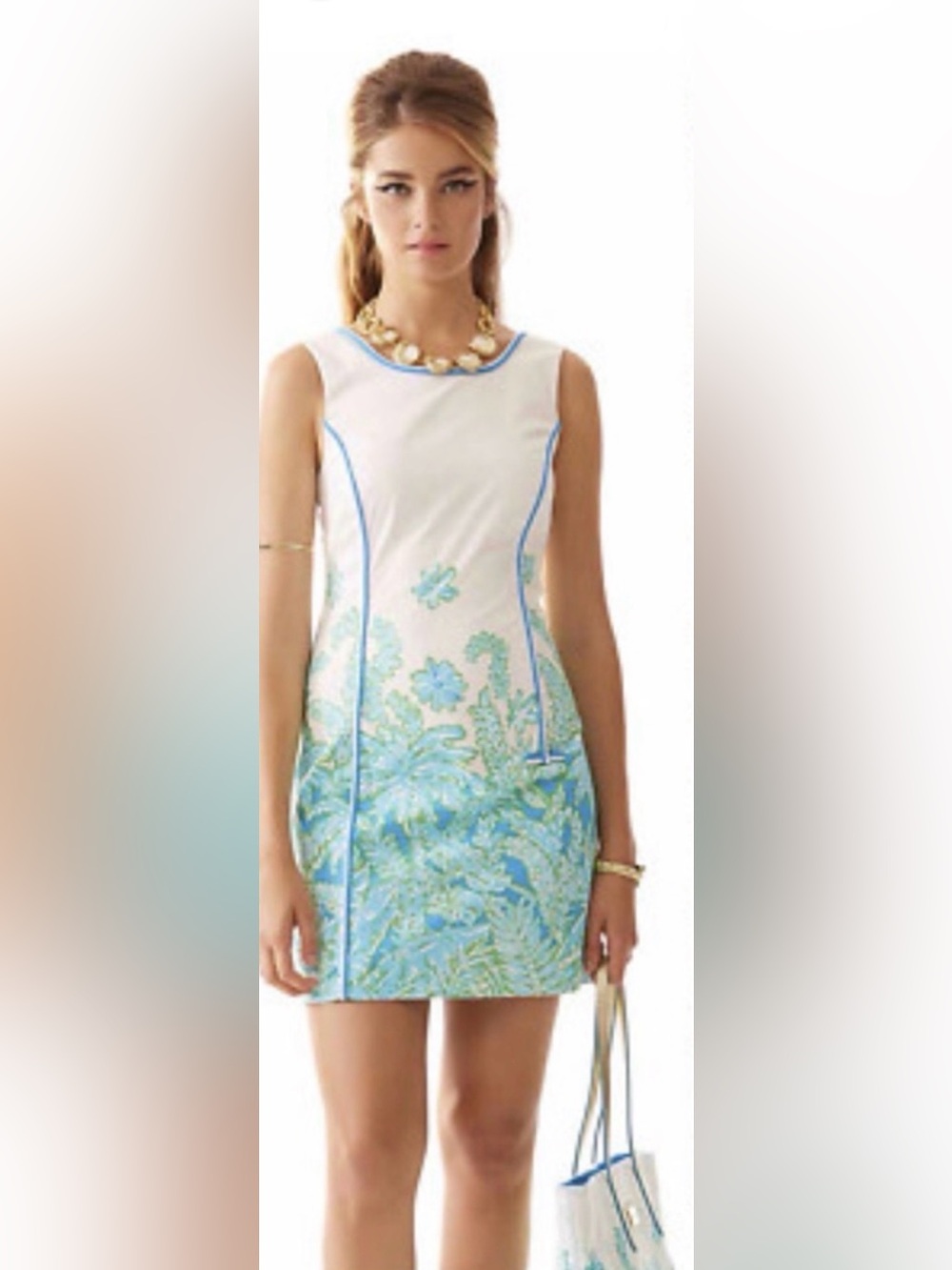 🌸EUC Lilly Pulitzer Mila Shift Dress with Teal & Green Floral Border
